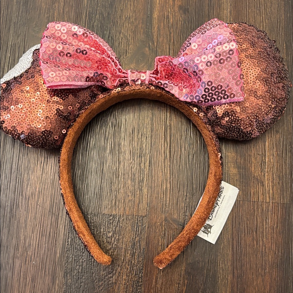 Disney Chocolate Mickey Bar Ice Cream Bow Sequin Minnie Ears Headband